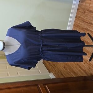 NWT XL coverup dress navy gathered waist swim cover